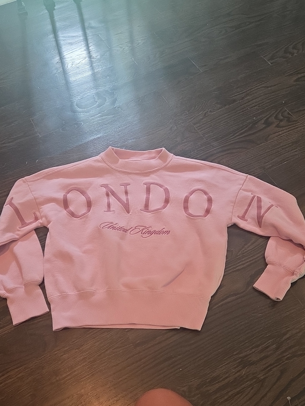 abercrombie kids Pink London Embroidered Crewneck Sweatshirt